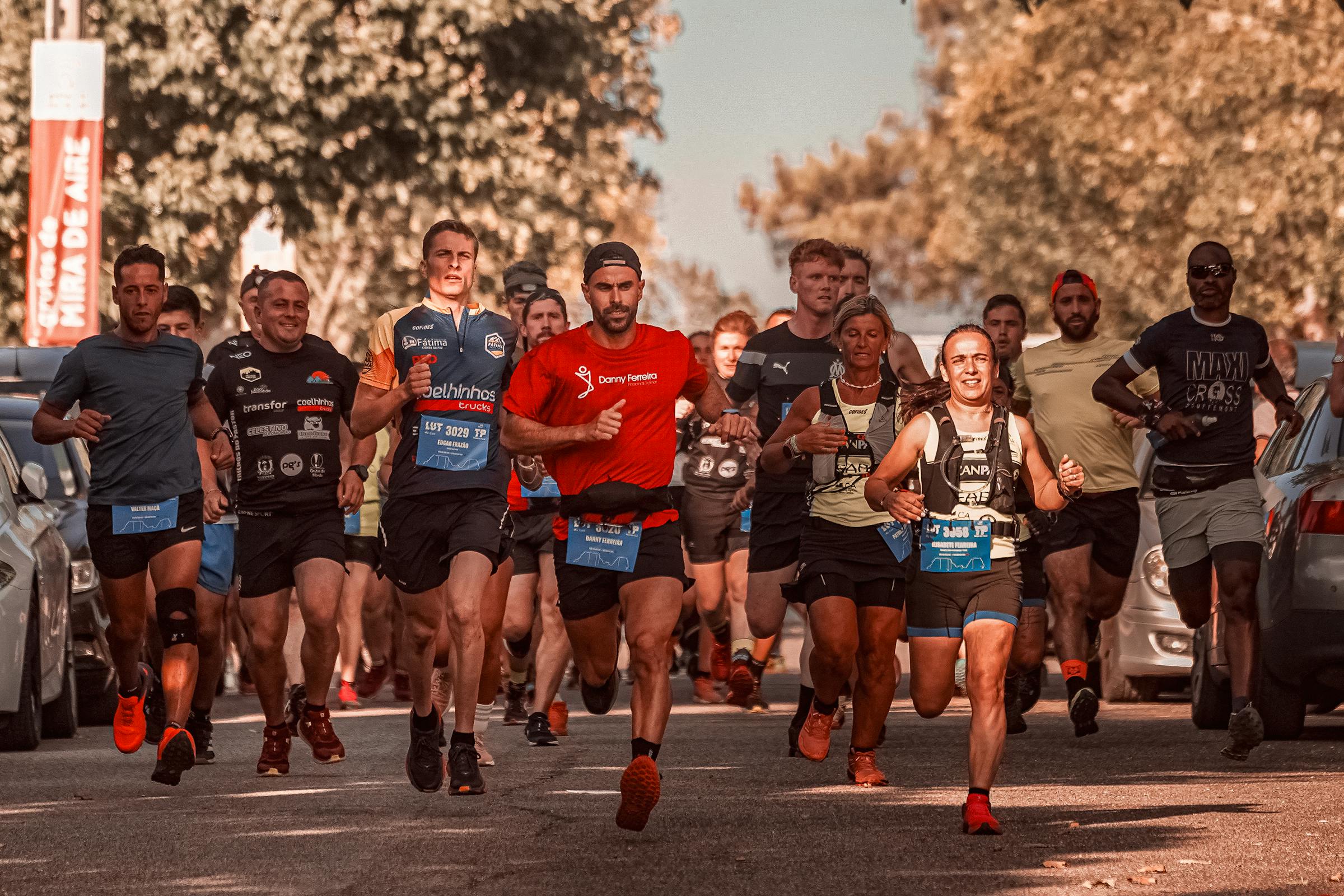 Runners in a street race